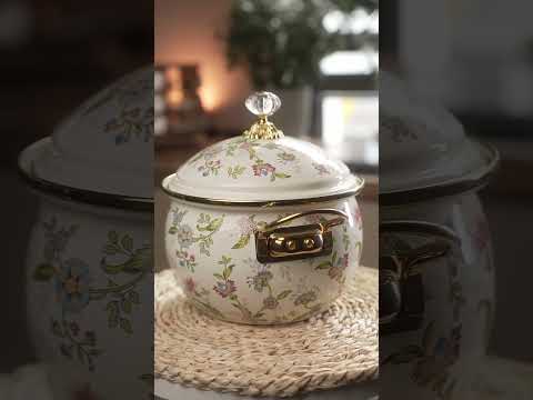 Каструля Lugi 4 л емальована з товстим дном для газових електричних плит, посуд з кришкою для супів рагу, видео 1