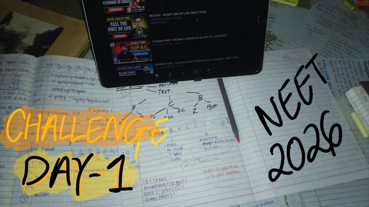 Day1/7 NEET26 prep, didnt able to study for more than 5 hrs😭