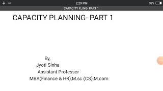 Capacity planning -Part 1