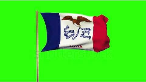 iowa flag waving in the wind. Green screen, alpha matte. Loopable animation Stock video by