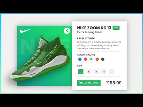 NIKE Responsive Products Card Create |Free Code| HTML,CSS &JavaScript, How to Create a Products Card