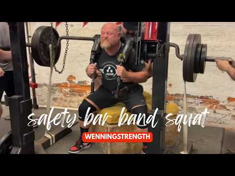 Video thumbnail: Safety bar band squat