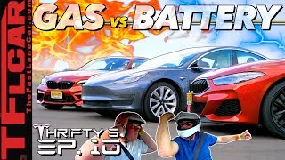 Can a Tesla Model 3 Embarrass a New BMW M2 \& M850i in a Quarter Mile Drag Race? - Thrifty 3 Ep.10