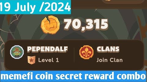 memefi coin secret reward combo for today 19 july 2024