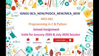 MCS 201 SOLVED ASSIGNMENT | MCS 201 Solved Assignment Jan 2026 & July 2026 | MCA | PGDCA | BCA