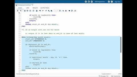 Finding the num of days for each month between start date and end date in SAS