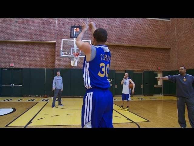 Shooting Contest: Curry vs. Coach Jackson class=