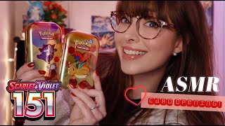 ASMR  Pokemon 151 Mini Tins!!! Whispered TCG Card Opening with Crinkles & Taps for Good Luck