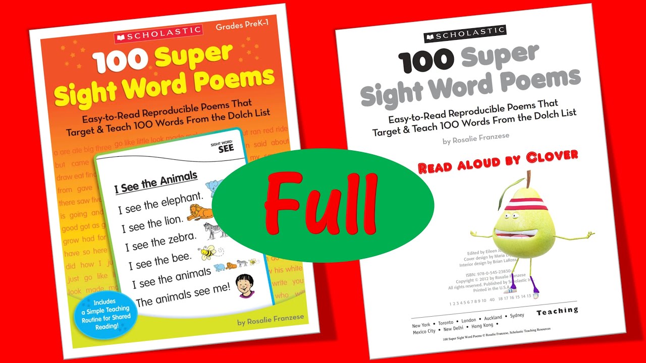 100 Super Sight Word Poems Full I Can Read Beginner Readers Learn To Read Youtube