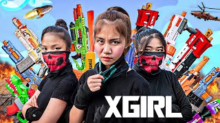 Xgirl Studio Nerf War : Candy  SEAL X Girl Nerf Guns Battle To Defeat Dragon With Super Team Police