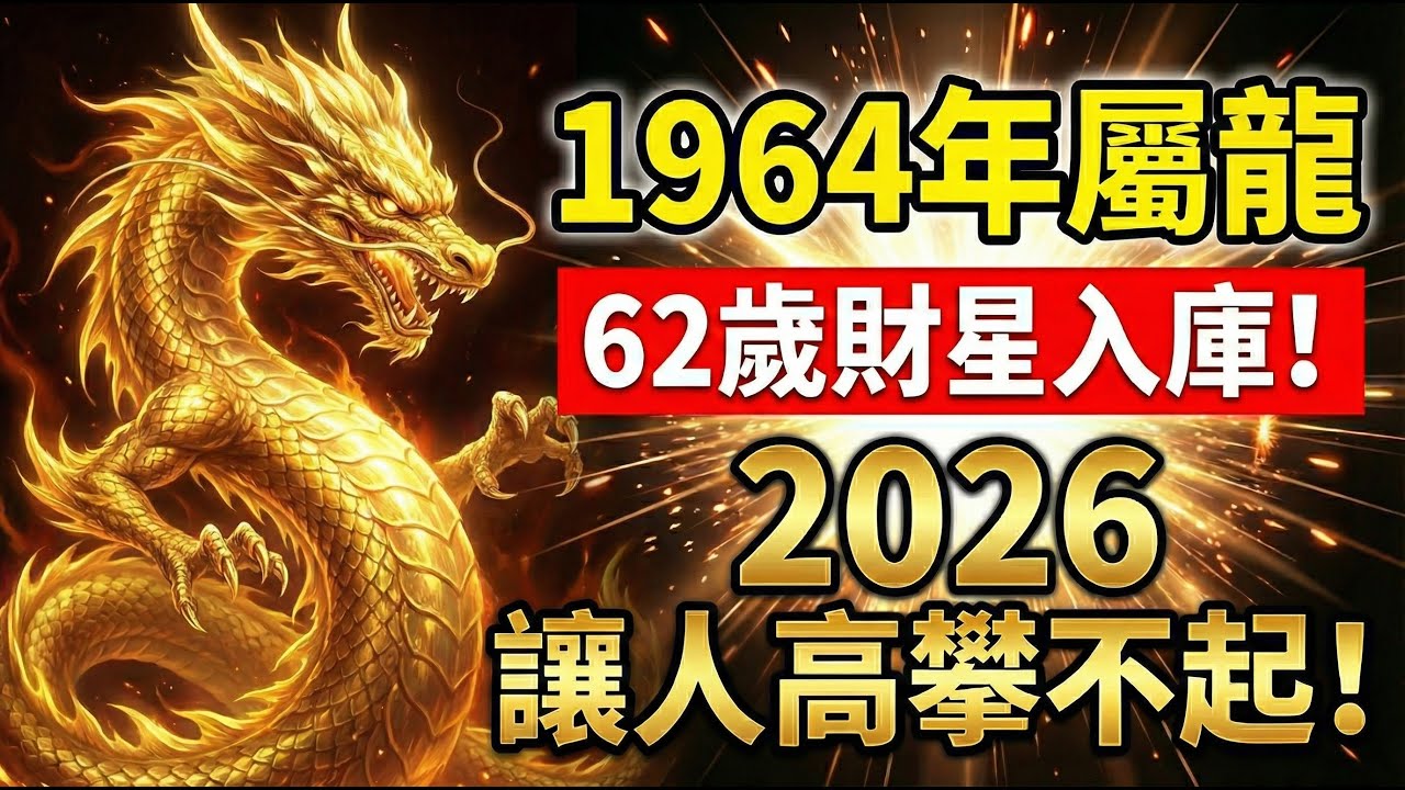 1964年屬龍人，木龍之命！2026年62歲後「財星」入庫，以前看不起你的人，以後高攀不起！#1964年屬龍 #屬龍 #屬龍運勢 #生肖龍運勢 #招財 #財運 #命理 #生肖龍 #甲辰龍 #偏財運