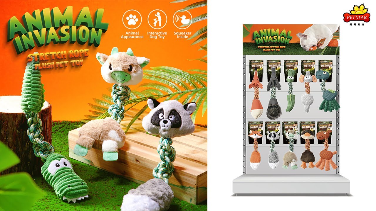 Animal Invasion Stretch Rope Plush Pet Toys | Custom OEM Interactive Dog Toys