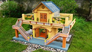 Build a twofloor house with a beautiful aquarium for your garden