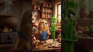 Potato and Bhindi conversation 😂😂 #talkingvegetables #aivegetables #aifood #ytshorts #trending