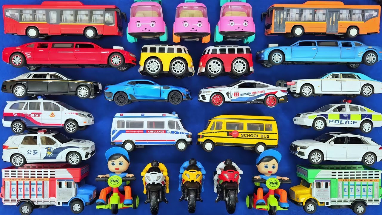 Stunt Bike 🚴‍♂️ | Tricycle | Carrier Truck | Limousine Cars | Construction Truck | Bus Toy Video