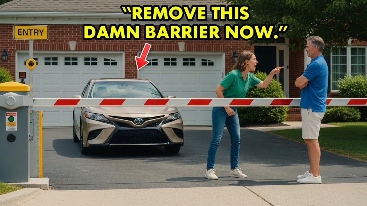 Карен из HOA продолжает парковаться на моей подъездной дорожке, поэтому я установил шлагбаум