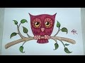 Learn How to Draw and Color A Cute Owl -- Part 2 -- iCanHazDraw!