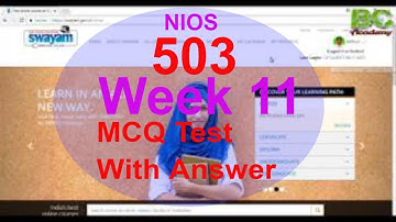 NIOS D.EL.ED Swayam MCQ test week 11 , Course 503 || Solved all answer