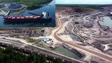 Huge Gypsum Mine and Bulk Carrier Loading at Terminal in Beautiful Nova Scotia - DJI Mini 2 4K UHD