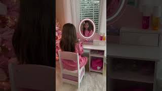 JOYLDIAS Kids Vanity with Lights, Pink Girls Makeup Vanity
