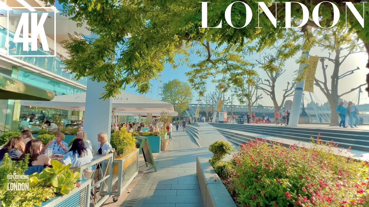 4K London Walk: Sunny Bank Holiday Tour | Big Ben, London Eye, Southbank | London Walking Tour, 2023