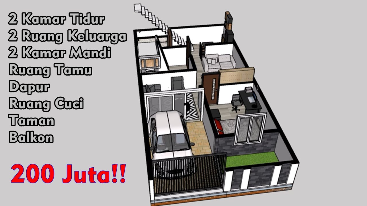 Denah Rumah Minimalis 2 Lantai Type 36 | 2 Kamar Tidur 2 Kamar Mandi - YouTube - Denah Rumah Type 36 2 Kamar