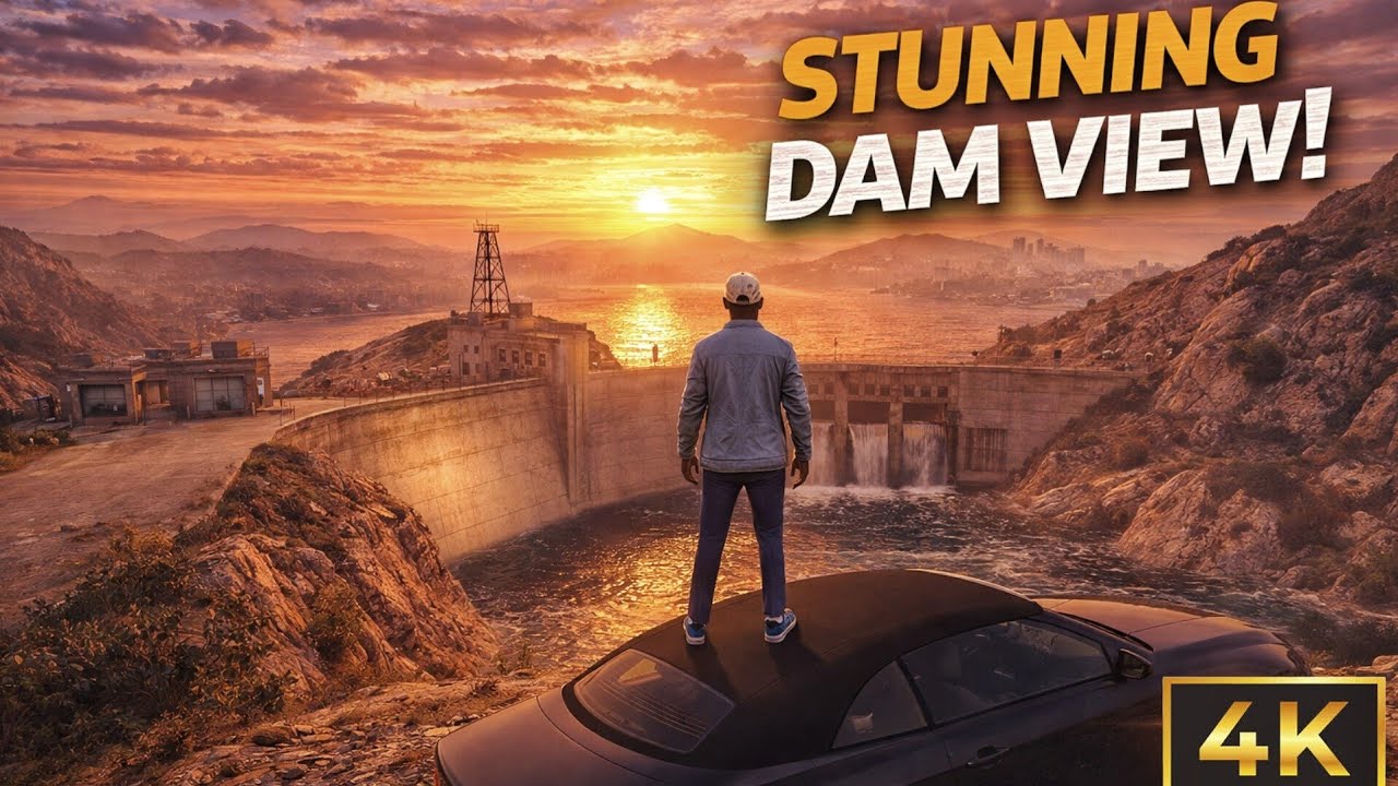 Standing on My Car Watching the Dam Sunset in GTA 5 | Cinematic Free ...