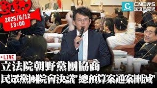 立法院朝野黨團協商 民眾黨黨團建請院會決議「總預算案通案刪減」公決案【CNEWS】20250612