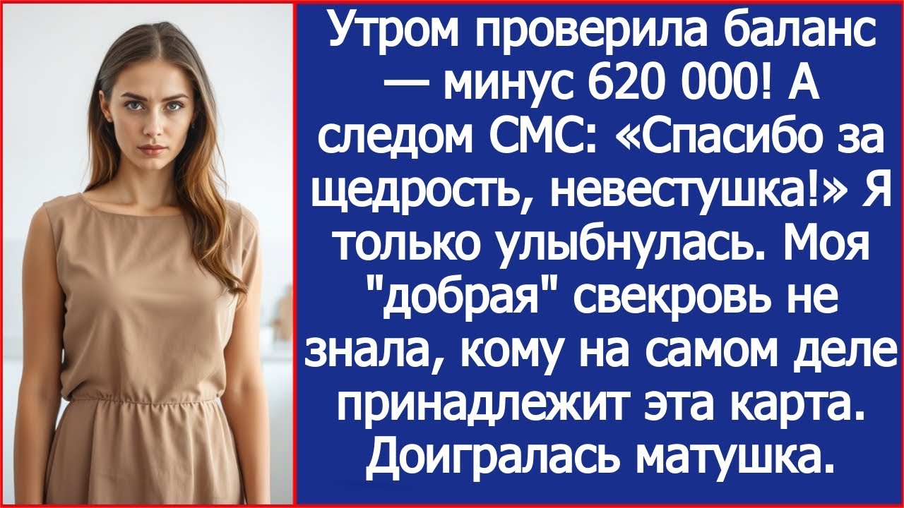 Утром проверила баланс — минус 620 000! А следом СМС: «Спасибо за щедрость, невестушка!»