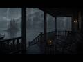 Rain Sounds on a Lakeside Cabin Porch | Dark Forest Night for Deep Sleep and Relaxation