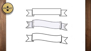 How to draw a banner ribbon easy step by step