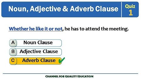 Noun Clause, Adjective Clause & Adverb Clause | Clauses Quiz by Quality Education