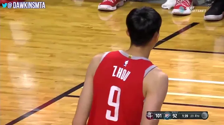 周琦Zhou Qi 在NBA首次登場 僅用5分鐘就展現驚人天賦   2017年熱身賽 火箭 vs 雷霆 - 天天要聞