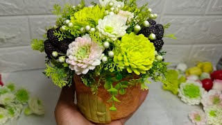 картинка: Мыловар. Собираем осенний нежный букет с нрвинками форм хризанием и ежевики. 