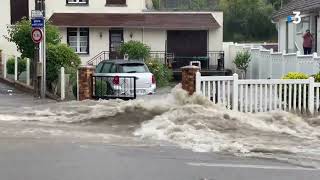 Près de Rouen, un torrent dévale la route suite à l'orage de samedi 4 juin