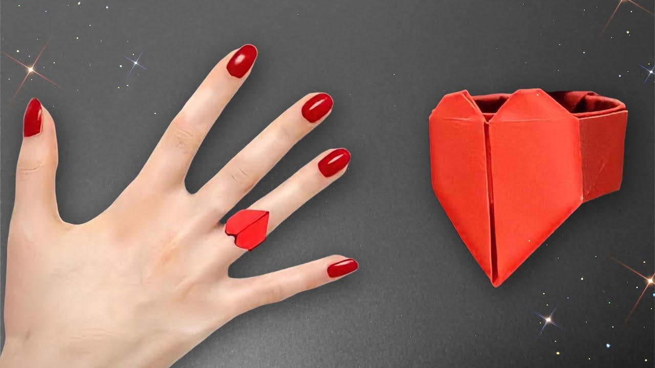 Origami Paper Heart Ring How to Make Paper Ring Easy Origami YouTube
