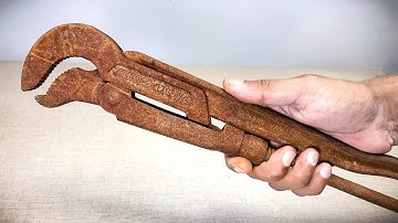 Rusty Antique Corner Pipe Wrench - Restoration