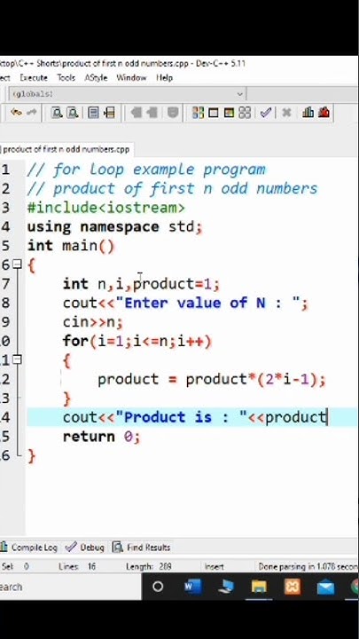 #65 C++ program to Calculate Product of first N Odd Numbers | C++ ...