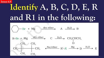 Identify A, B, C, D, E, R and R1 in the following: