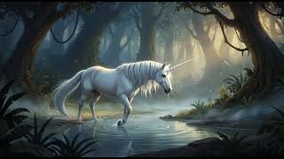 White Unicorn Drinking Water | Calm Fantasy Scene for Relaxation screenshot 2