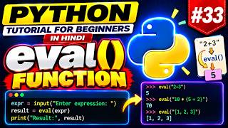 Python Tutorial for Beginners in Hindi #33 | eval() Function in Python