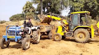 Jcb 3dx Backhoe Loader Machine Loading Mud In Sonalika 42 Di Rx And Powertrack 434 Ds Plus Tractor