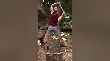 Axe chopping tutorial for the little guy to chop BIG wood