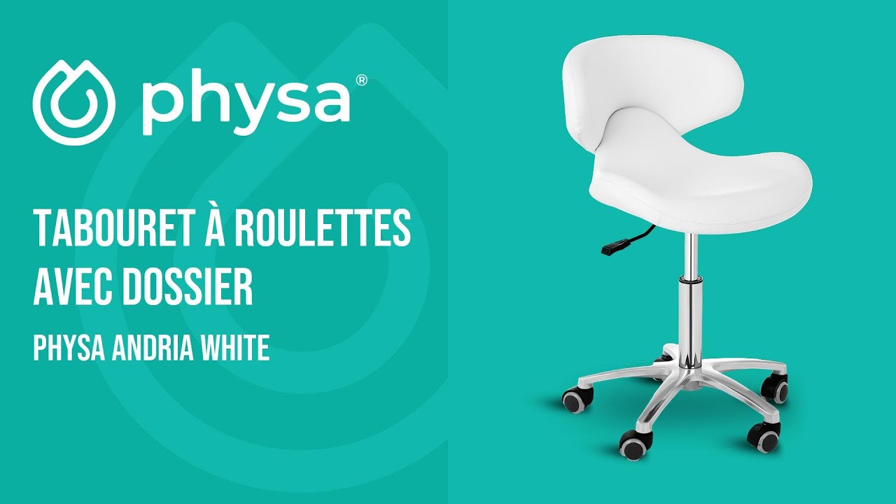 Tabouret Selle De Cheval Tabouret De Bureau Avec Dossier Physa Munich - Réglable Hauteur 48-62 Cm, 5 Roulettes, 150 Kg Charge