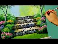 Acrylic Landscape Painting Lesson - Stairway to Flower Garden by JMLisondra
