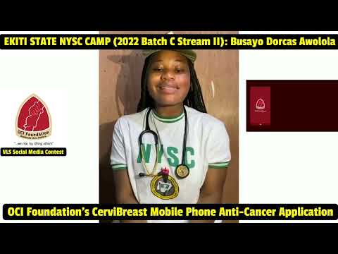 VLS 8 EKITI: Busayo Dorcas Awolola, NYSC Corps Member, 2022 Batch C Stream II on the CerviBreast App