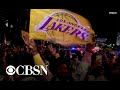 Chants of "Kobe" ring out in Los Angeles after Lakers win NBA title