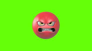 3D Angry Face Emoji Loop Green Screen Animation | Royalty-Free