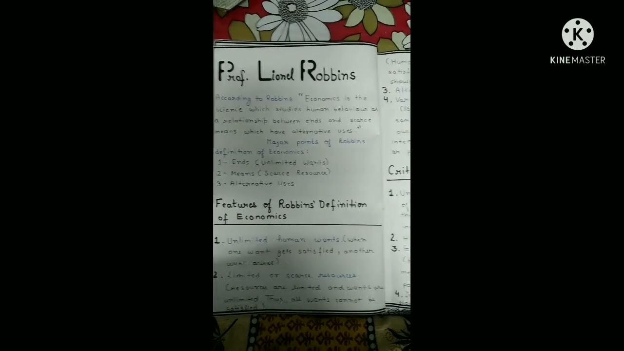 What is economics? and Why is Robbins' definition of economics is