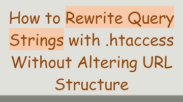 How to Rewrite Query Strings with .htaccess Without Altering URL Structure